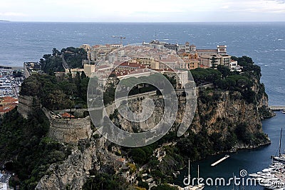 Aerial view of Monaco and its rock from the heights Stock Photo