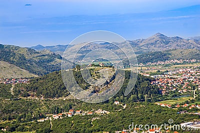 Aerial view of the monastery Hercegovacka Gracanica in Trebinje. Stock Photo
