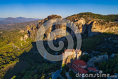 Aerial view from the Monastery Rousanou in Meteora, Greece Stock Photo