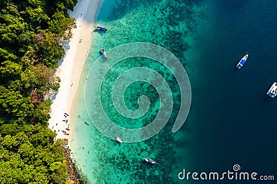 Aerial view of monkey beach in Koh Phi Phi island in Krabi, Thailand Stock Photo