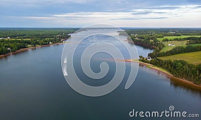 Aerial view of the Montague River Stock Photo