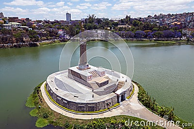 Aerial View Of Monument aux Morts on Lake Anosy ,Antananarivo- capital city of Madagascar Editorial Stock Photo