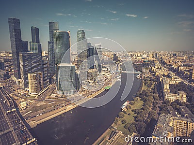 Aerial view of Moscow downtown Stock Photo