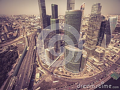 Aerial view of Moscow downtown, Russia Stock Photo