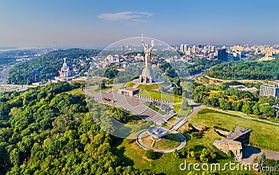 Aerial view of the Motherland Monument and the Second World War Museum in Kiev, Ukraine Stock Photo