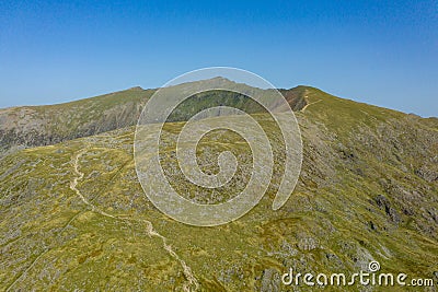 Aerial view of Mount Snowdon and Bwlch Main Stock Photo