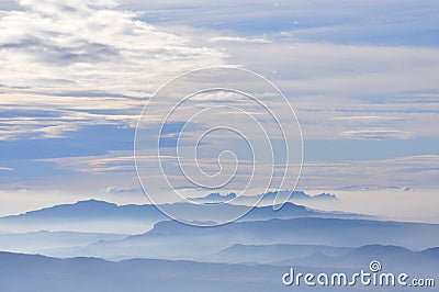 Aerial view of the mountain of Montserrat and Sant LlorenÃ§ Stock Photo
