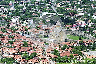 Aerial view of Mtskheta city, former capital of Georgia Stock Photo