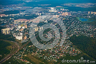 Aerial view of multi-storey houses district Stock Photo