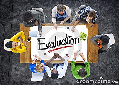 Aerial View of Multiethnic Group with Evaluation Concept Stock Photo