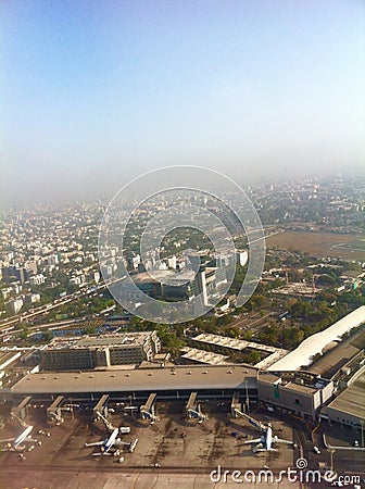 Aerial view of Mumbai Airport Stock Photo