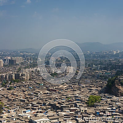 Aerial view of Mumbai slums Stock Photo