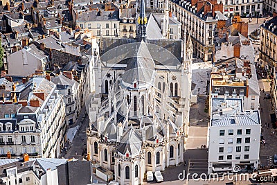 Aerial view on Nantes city in France Stock Photo