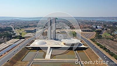 Aerial view of the National Congress building on the Esplanada dos Ministerios in Brasilia, Editorial Stock Photo