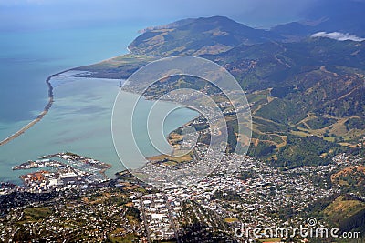 Aerial View of Nelson City & Port, New Zealand. Stock Photo