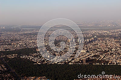 Aerial View New Delhi India and Booming Constructi Stock Photo