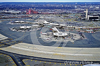 Aerial view of the Newark Liberty International Airport Editorial Stock Photo