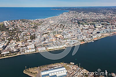 Newcastle City Aerial View above the Hunter River looking south Stock Photo