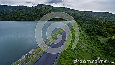 aerial view of nong preau water reservoir dam nakorn nayok outskirt of bangkok thailand Stock Photo