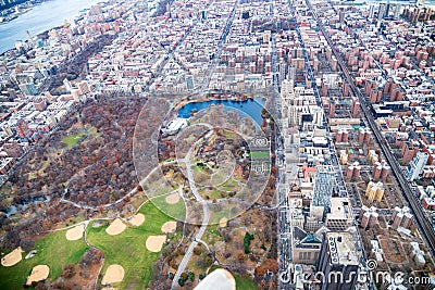 Aerial view of North Central Park and Uptown Manhattan, New York City Stock Photo