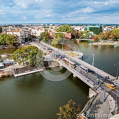 Aerial view of northern Wroclaw, Poland Editorial Stock Photo