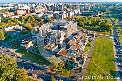 Aerial view of Novi Zagreb and Bundek Editorial Stock Photo