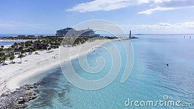 Aerial view of Ocean Cay, Bahamas Editorial Stock Photo
