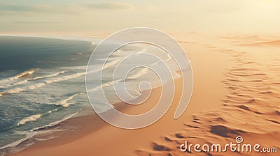 Dreamy Aerial Dune Landscape With Ocean And Dunes 3d Render Stock Photo