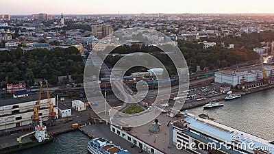 Aerial view of Odesa city scape with sea port. Editorial Stock Photo