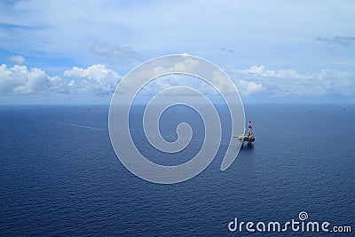 Aerial View of Offshore Jack Up Drilling Rig Stock Photo