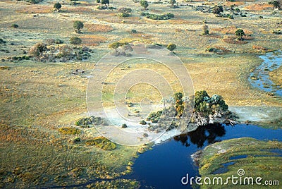 Aerial view of the Okavango delta, Botswana Stock Photo