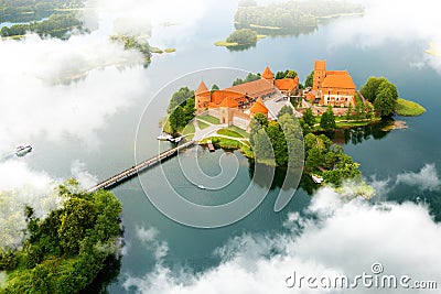 Aerial view of old castle. Trakai, Lithuania. Stock Photo