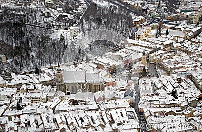 Aerial view of old center of Brasov, Transylvania Stock Photo