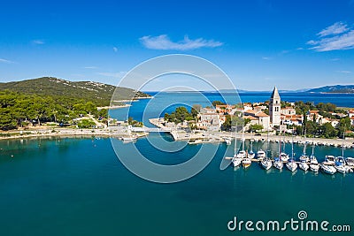 Historic town of Osor with bridge connecting islands Cres and Losinj, Croatia Stock Photo