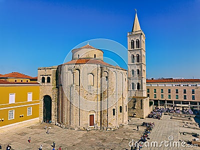 Aerial view of the old town center of Zadar, Croatia Editorial Stock Photo