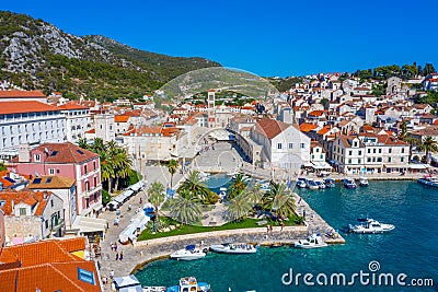 Aerial view of the old town of Hvar, Croatia Stock Photo