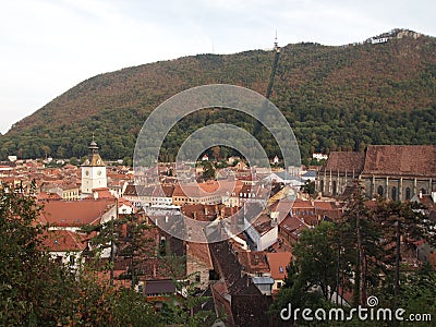 Aerial view of the old town of romanian city brasov Stock Photo