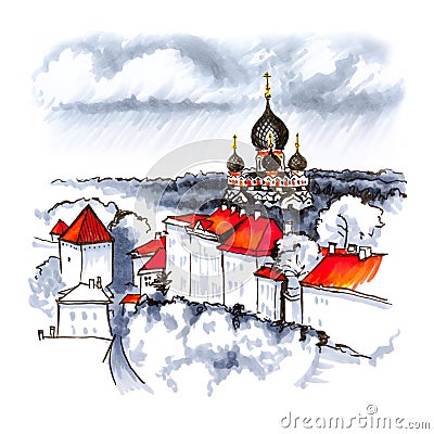 Aerial view old town, Tallinn, Estonia Stock Photo