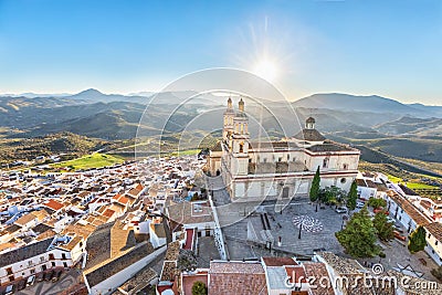 Aerial view of Olvera town on sunset Stock Photo