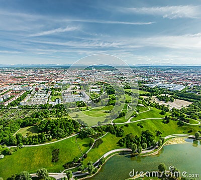 Aerial view of Olympiapark . Munich, Bavaria, Germany Stock Photo