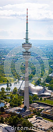Aerial view of Olympiapark in Munich, the capital and most populous city of Bavaria Stock Photo