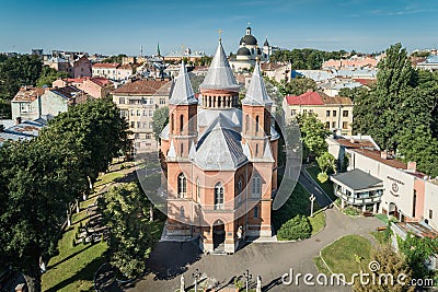 Aerial view of an Organ hall located in former armenian church in Chernivtsi, Ukraine Stock Photo