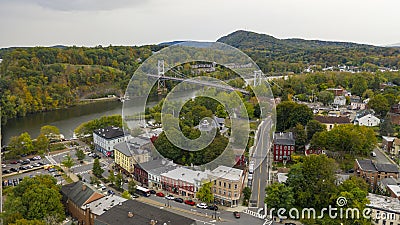 Aerial View Over Broadway Street South Kingston New York Stock Photo