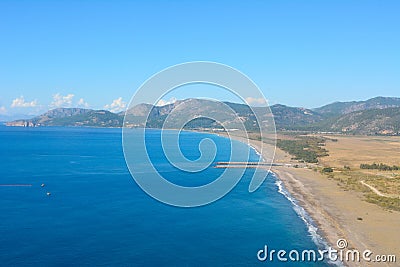 Aerial view over Dalaman beach in Turkey Editorial Stock Photo