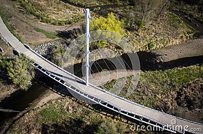 Aerial view over footbridge in Arvada Stock Photo