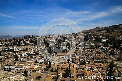 Aerial view over Granada from Alhambra, Andalusia Stock Photo