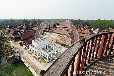 Aerial view over Mandalay Royal palace backyard, Myanmar Stock Photo