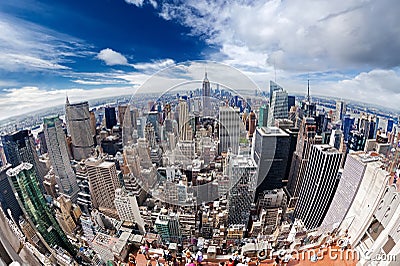 An aerial view over Manhattan New York city Editorial Stock Photo