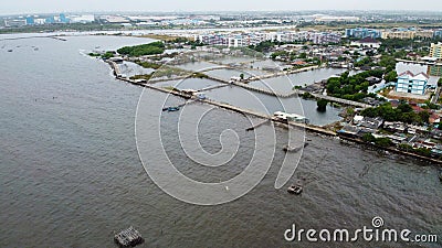 Aerial view over the marunda harbor, downtown Jakarta, Indonesia with development buildings, transportation. Jakarta, Indonesia Editorial Stock Photo