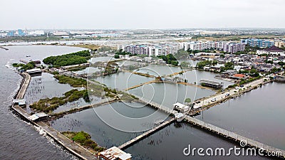 Aerial view over the marunda harbor, downtown Jakarta, Indonesia with development buildings, transportation. Jakarta, Indonesia Editorial Stock Photo